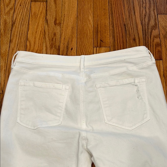 White Straight-Leg Cropped Size 12 Distressed Denim Jeans - Picture 8 of 10